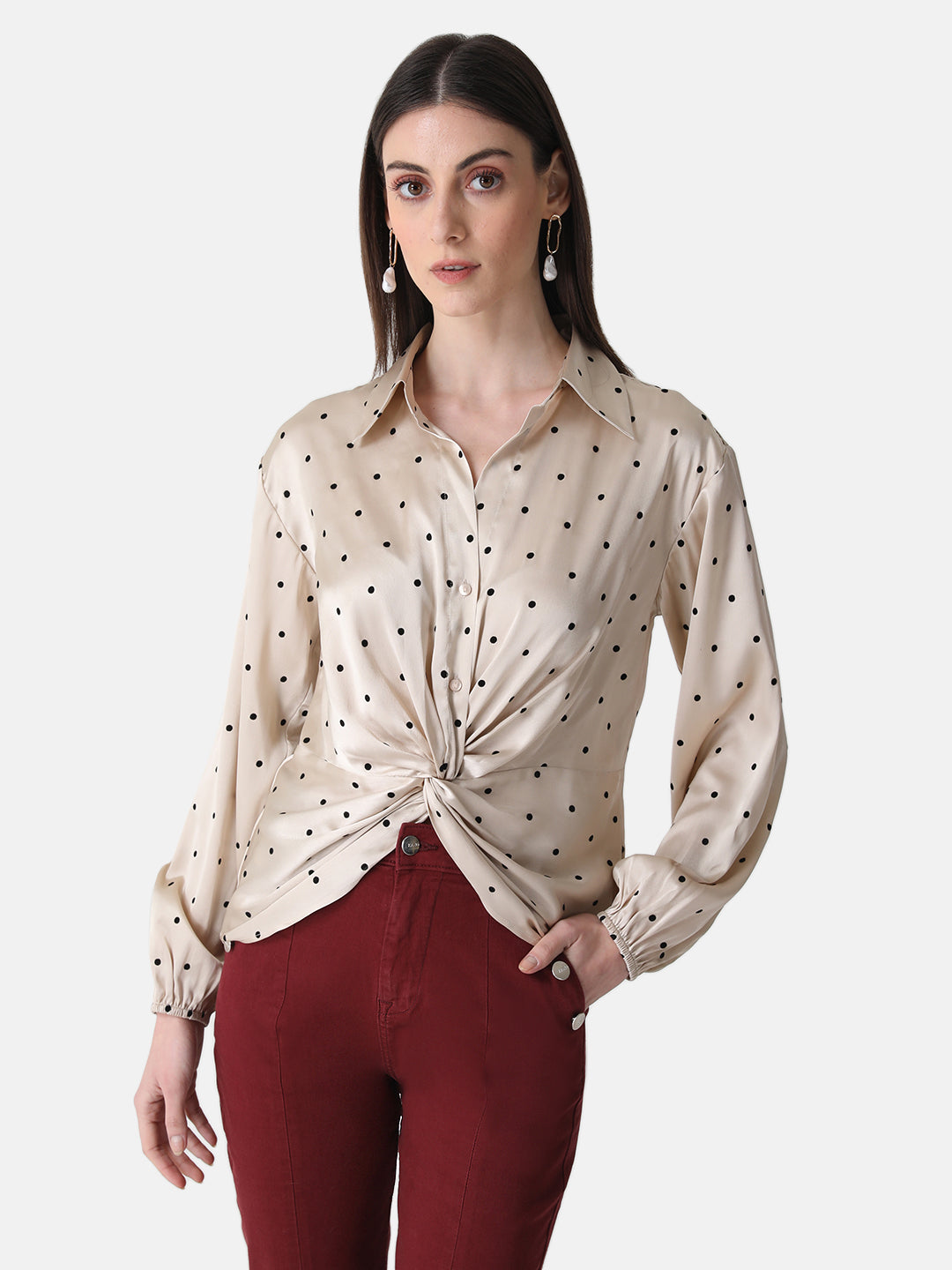 Twist-Knot Cropped Shirt