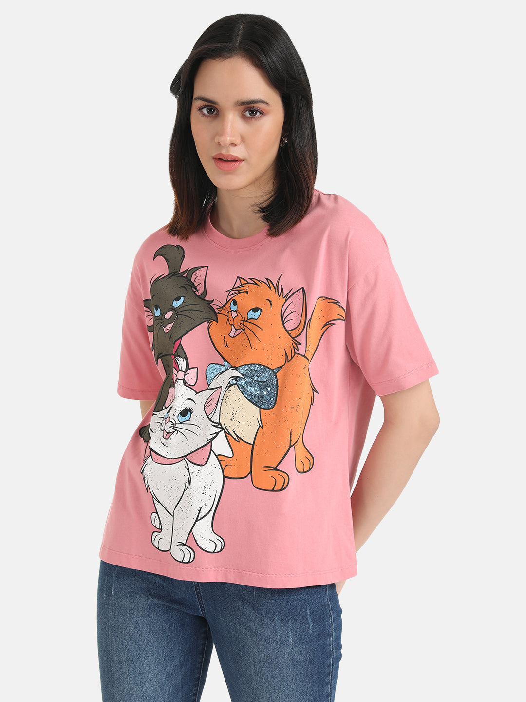 Aristocats Disney Printed T-Shirt With Sequin Work
