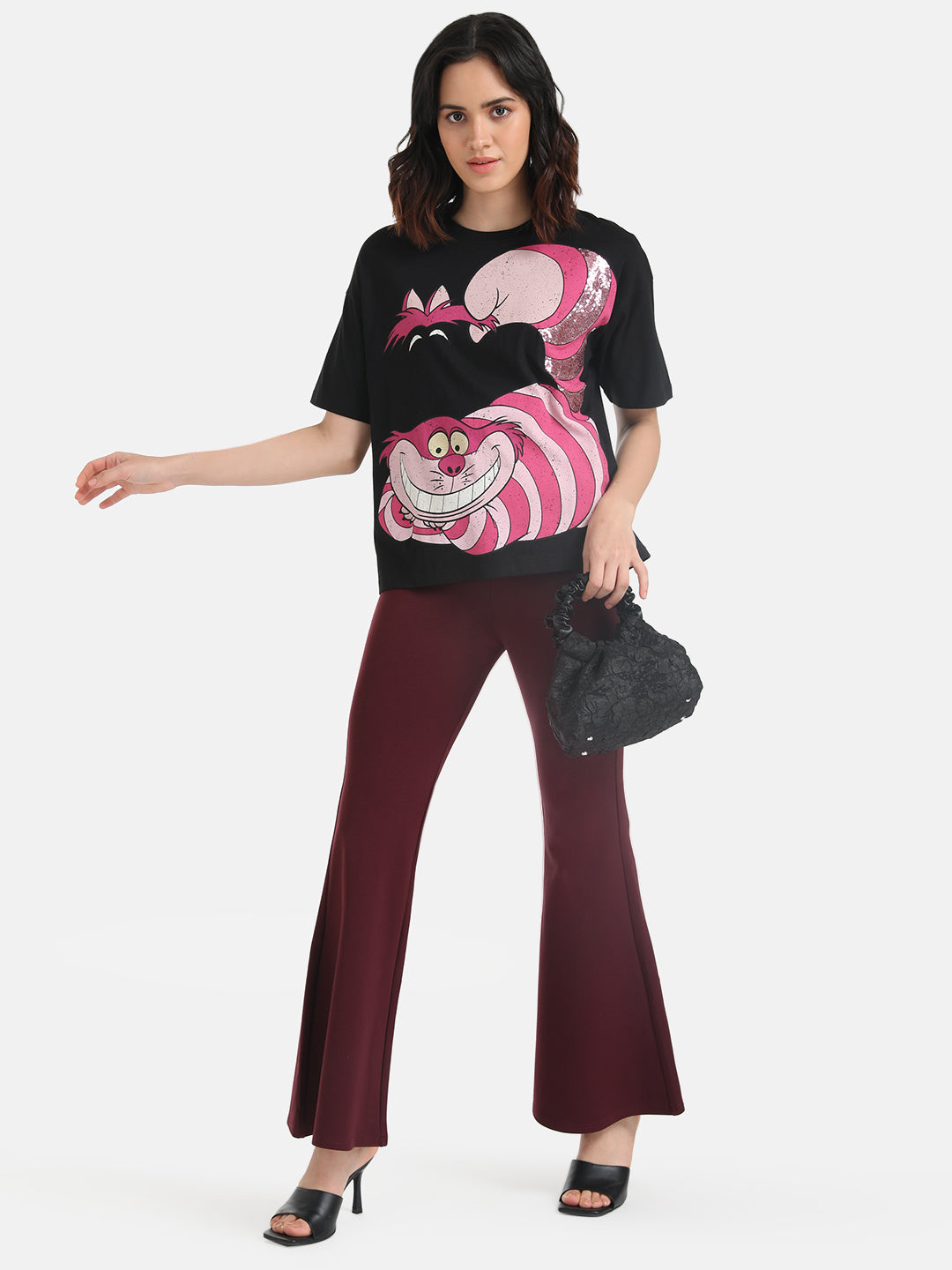 Cheshire Cat Disney Printed T-Shirt With Sequin Work
