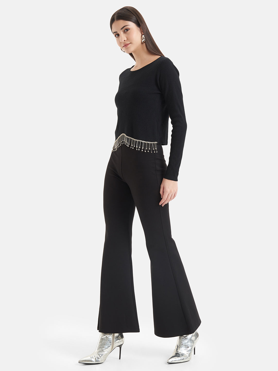 Cropped Pullover With Embellished Fringes