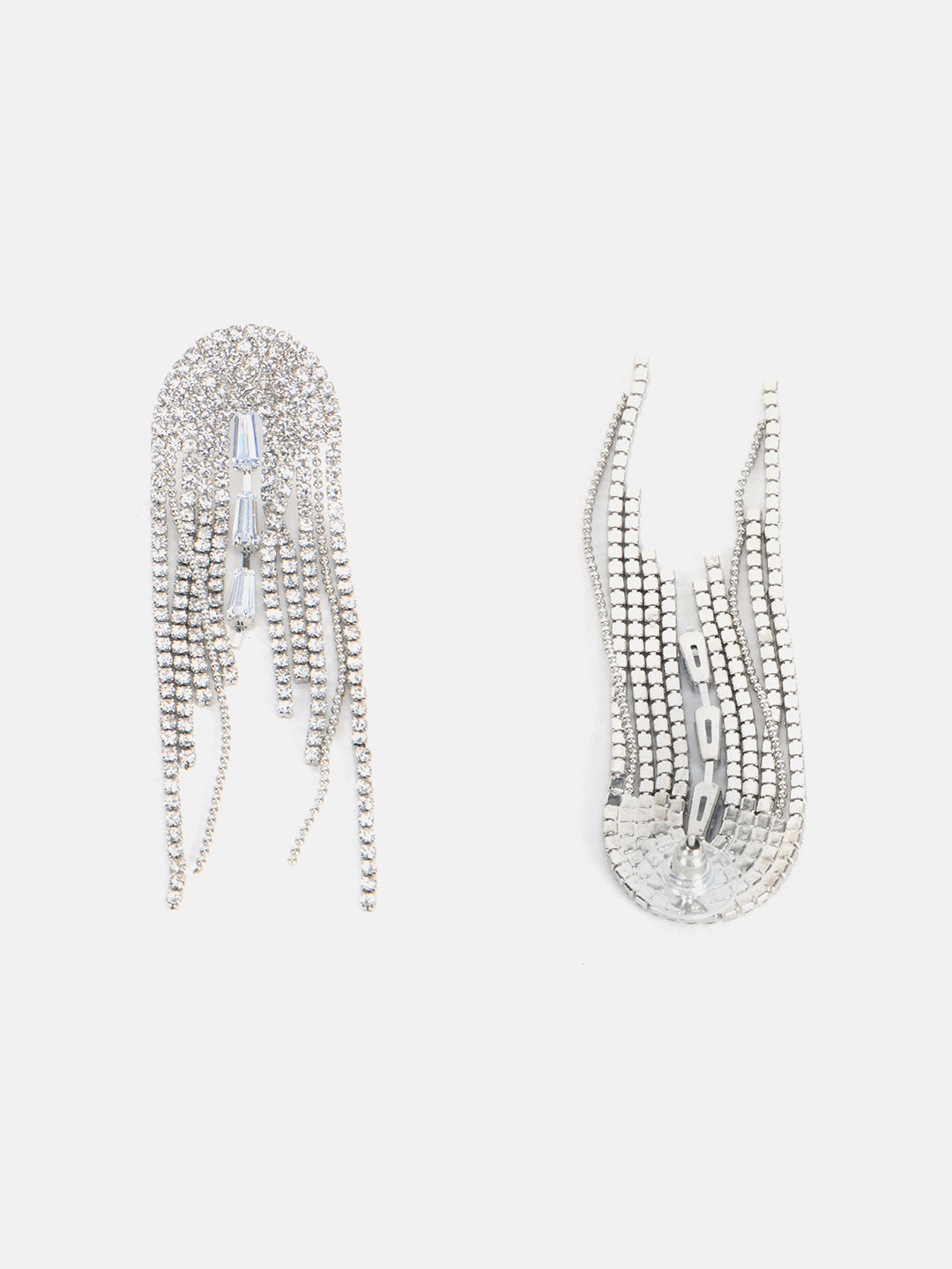 Rhinestone Long Round Tassel Earrings