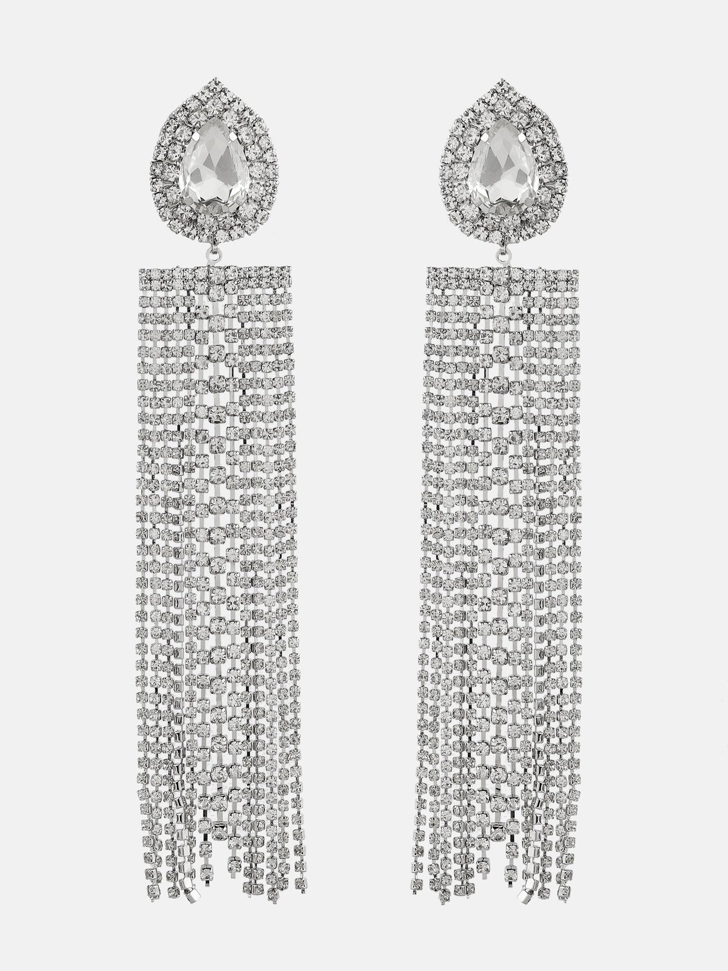 Rhinestone Studded Drop Earrings