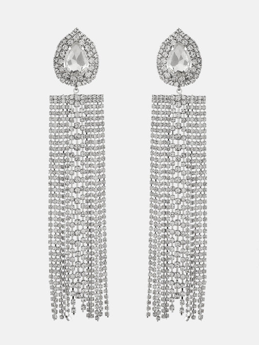 Rhinestone Studded Drop Earrings