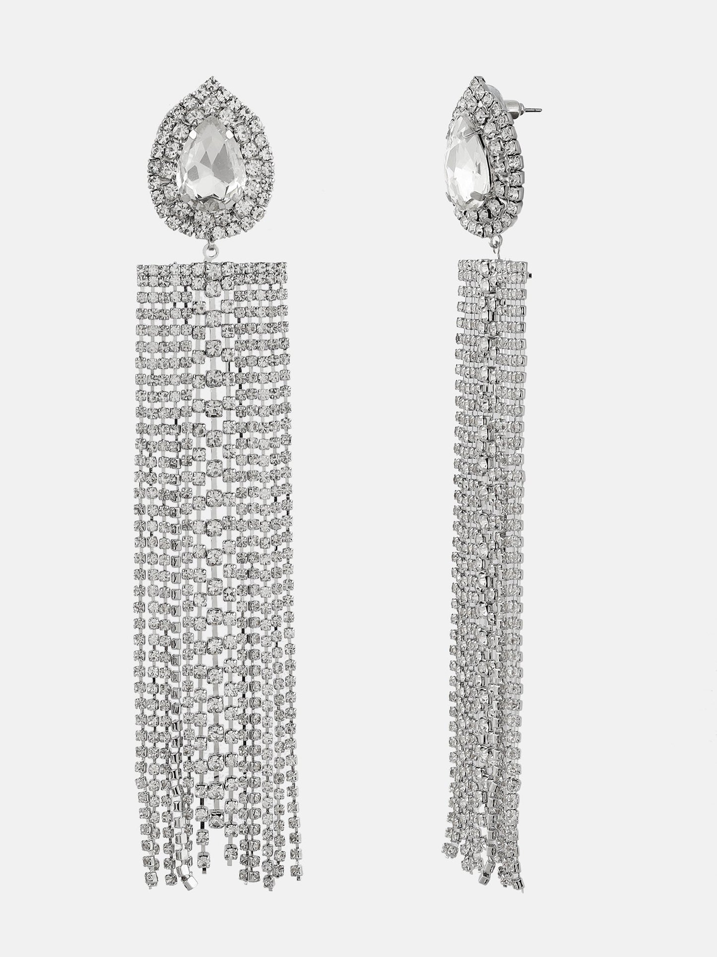 Rhinestone Studded Drop Earrings