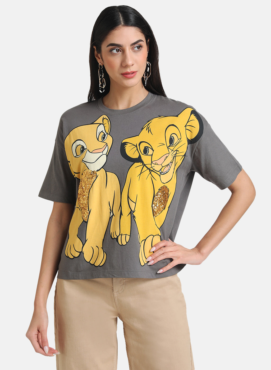 Lion King Disney Printed T-Shirt With Sequin Work