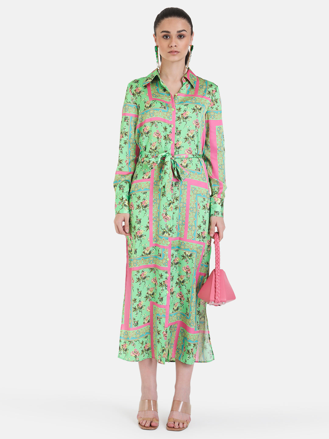 Printed Midi Shirt Dress