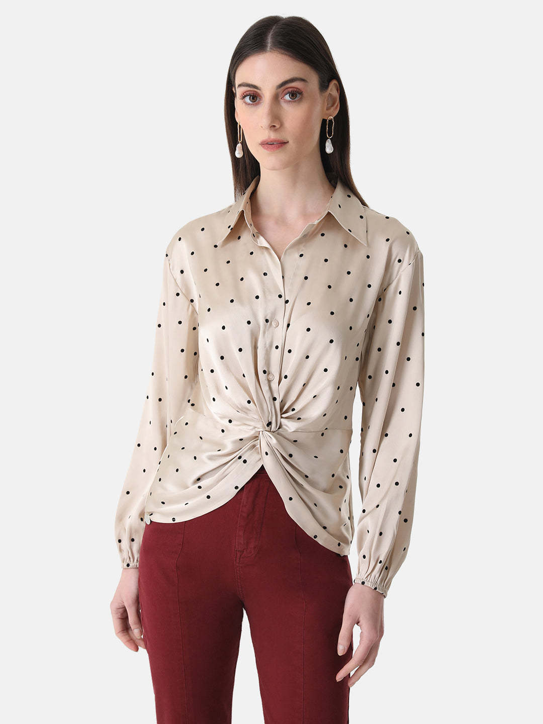 Twist-Knot Cropped Shirt