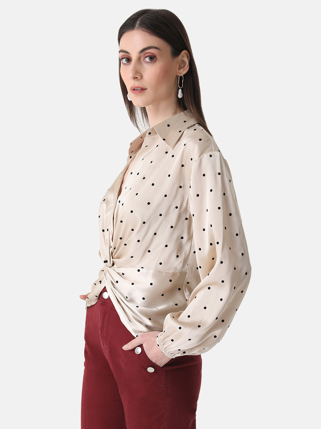 Twist-Knot Cropped Shirt