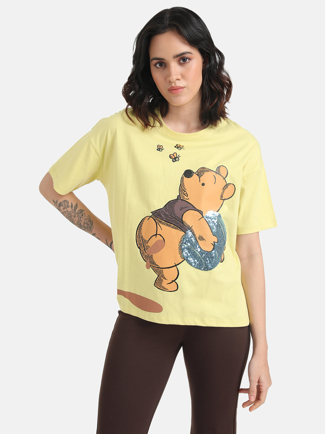 Winnie The Pooh  Disney Printed T-Shirt With Sequin Work