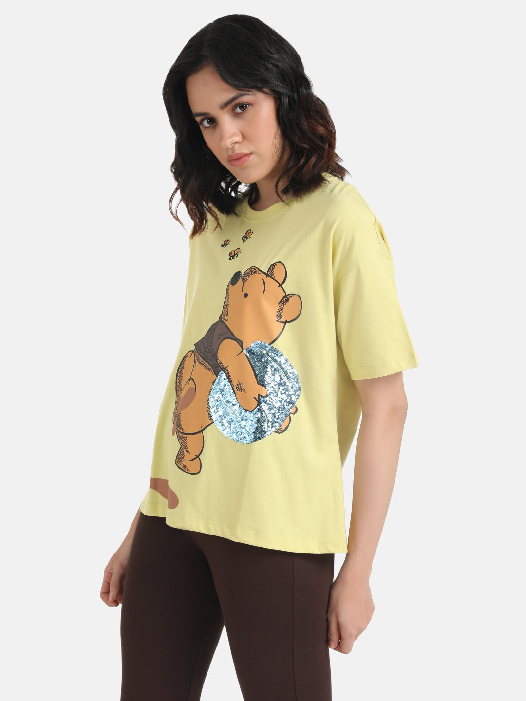 Winnie The Pooh  Disney Printed T-Shirt With Sequin Work
