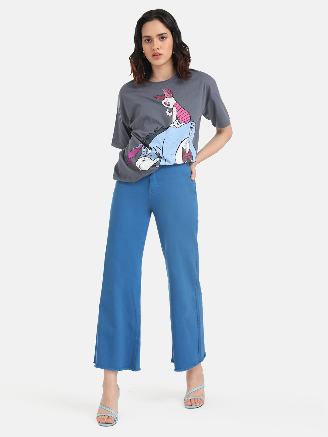 Piglet And Eeyore  Disney Printed T-Shirt With Sequin Work