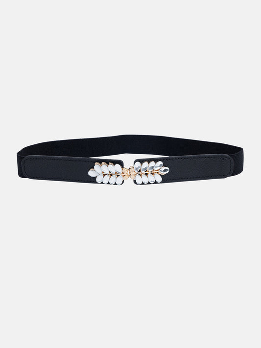 Leaf Rhinestone Buckle Belt
