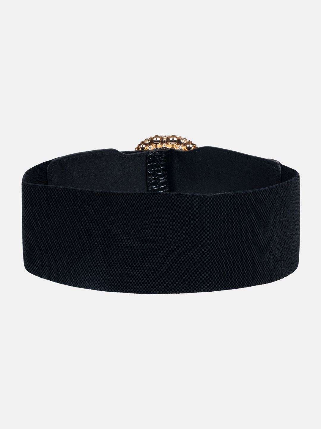 Pearl Embellished Croco Broad Belt
