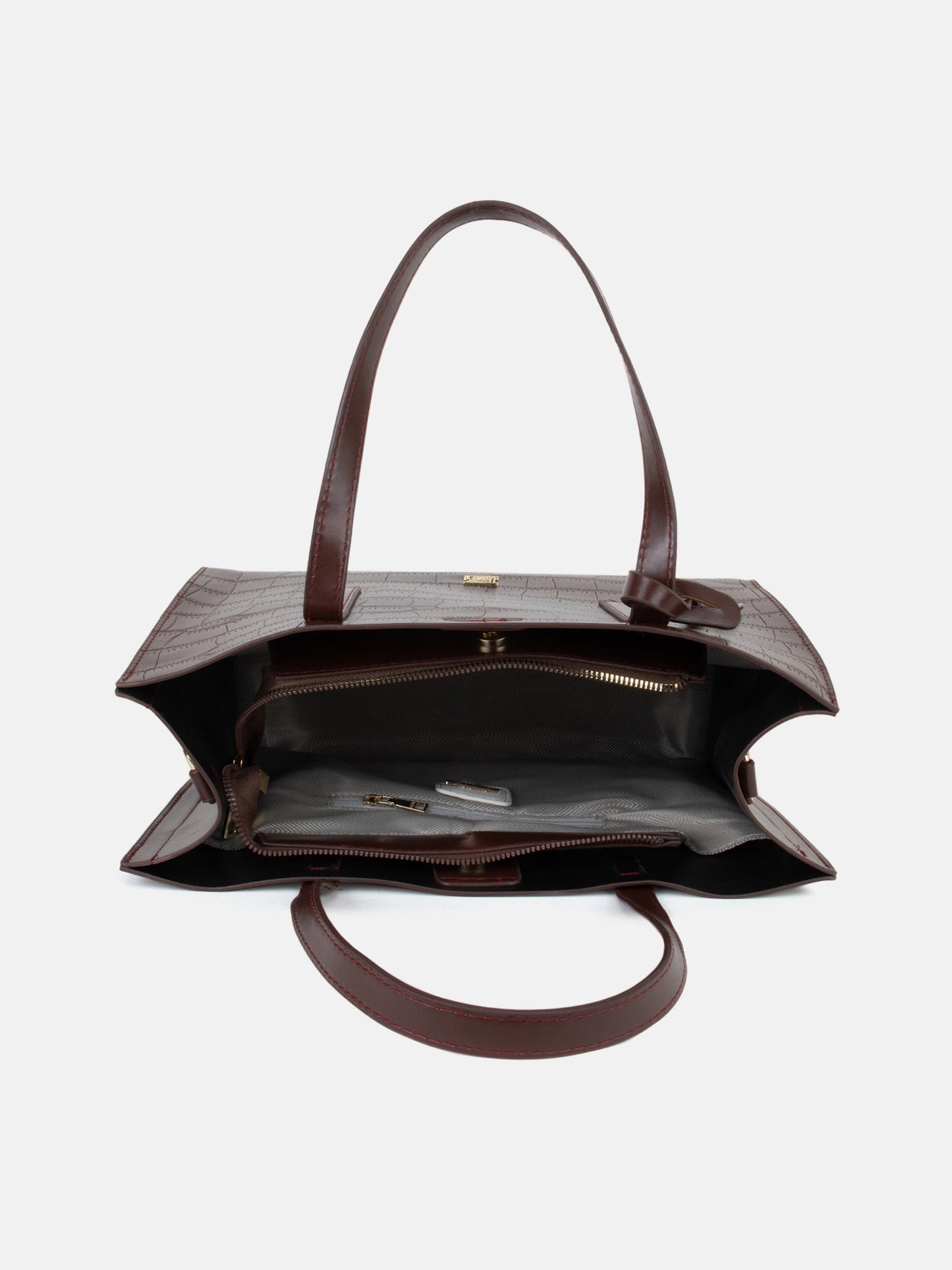 Croco Tote With Wallet & Pouch Bag