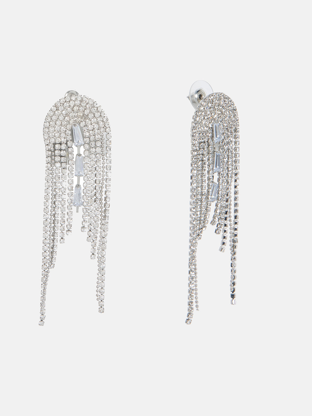 Rhinestone Long Round Tassel Earrings