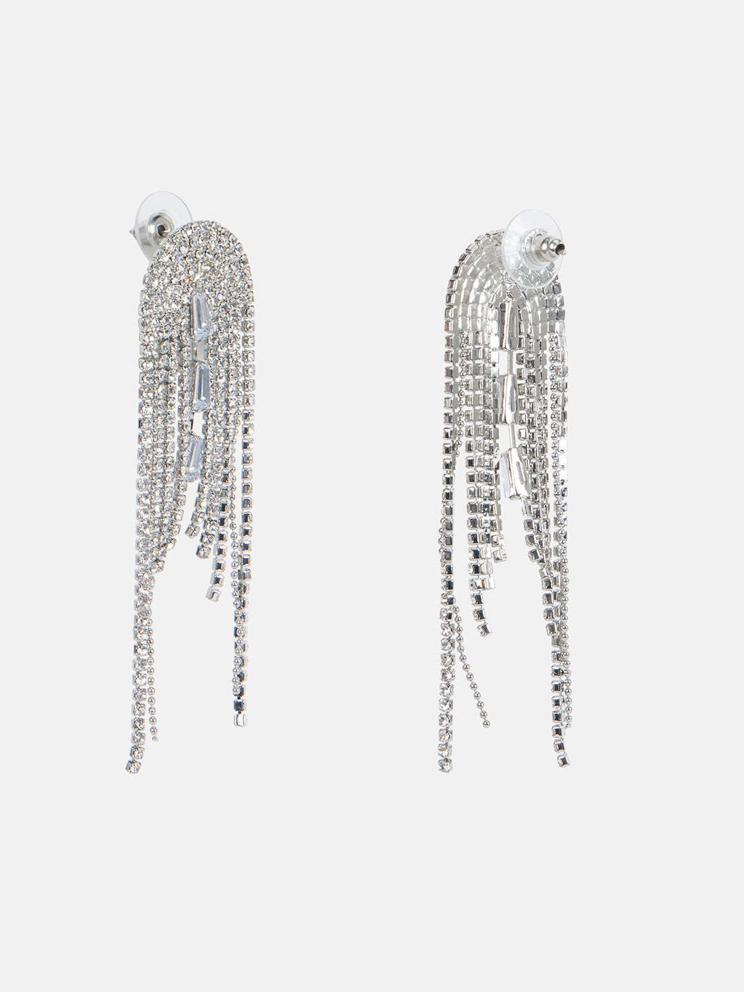 Rhinestone Long Round Tassel Earrings