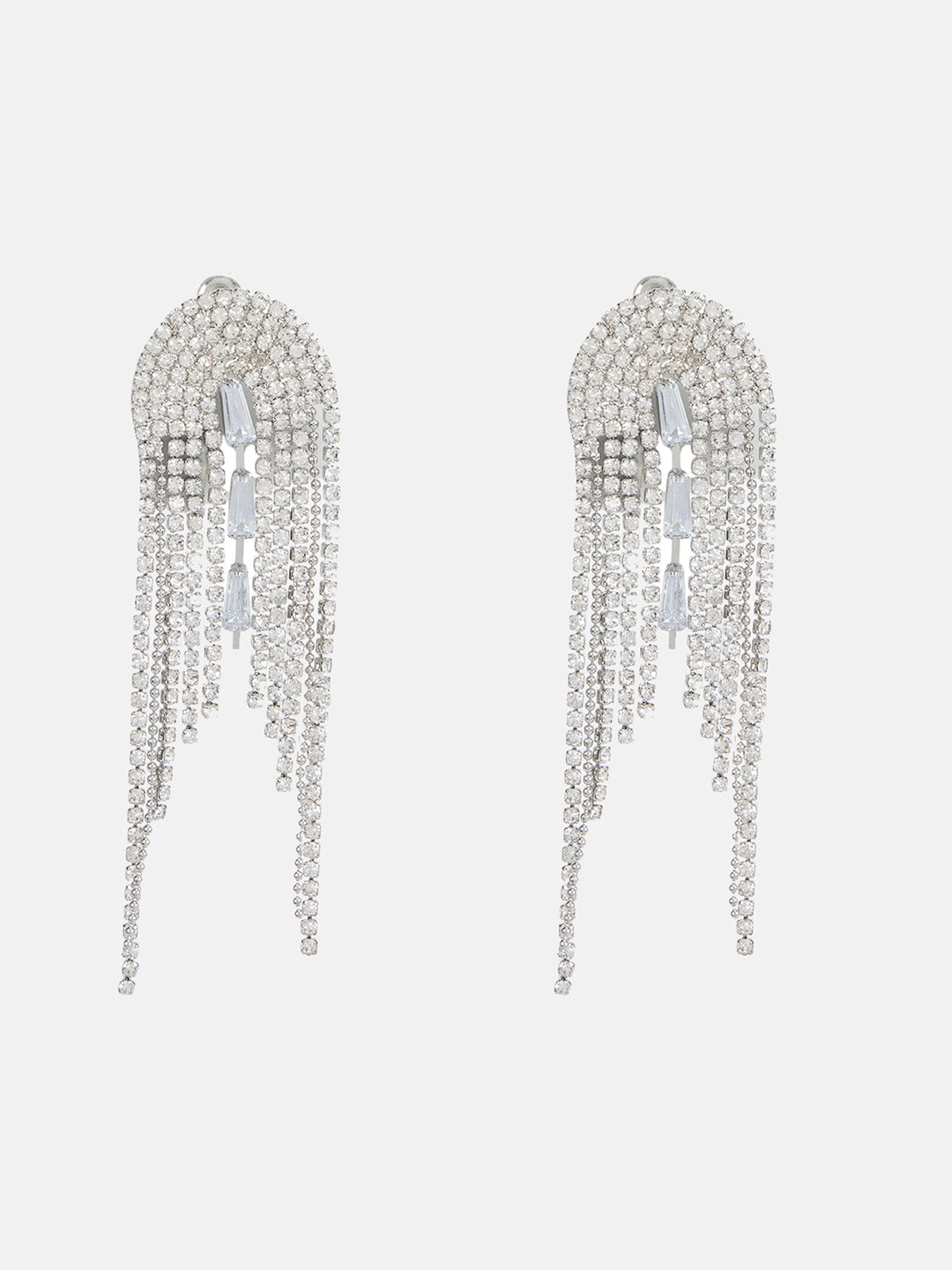 Rhinestone Long Round Tassel Earrings